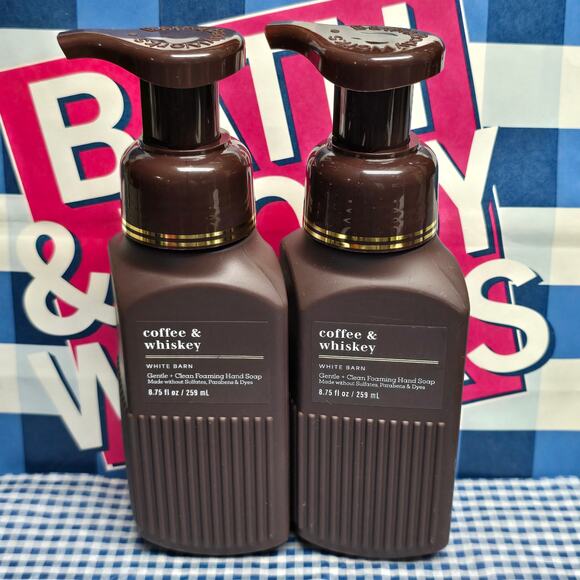 BBW Coffee & Whiskey Gentle & Clean Foaming Hand Soap 2 Pack White Barn - Picture 1 of 2